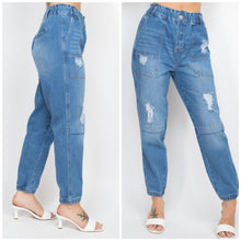 Load image into Gallery viewer, MICHELLE high rise denim joggers