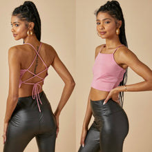 Load image into Gallery viewer, FRIDA lace up back cami top pink