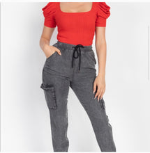 Load image into Gallery viewer, Black mineral wash jogger pant