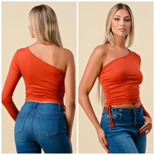 Load image into Gallery viewer, One shoulder ruched top