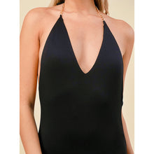 Load image into Gallery viewer, JENNY low back chain halter bodysuit in black