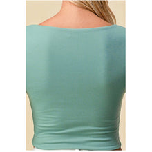 Load image into Gallery viewer, ZYLA double layered scoop crop top sea green