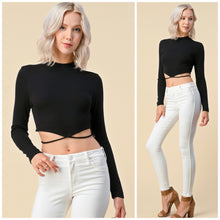 Load image into Gallery viewer, LILLIAN mock neck strappy tie back long sleeve top