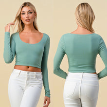 Load image into Gallery viewer, ZYLA double layered scoop crop top sea green