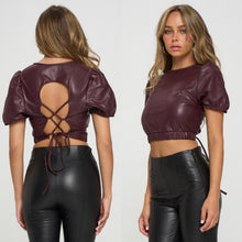 Load image into Gallery viewer, MATHILDA faux leather criss cross back top