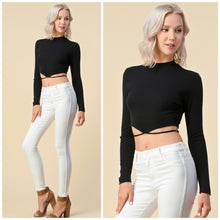 Load image into Gallery viewer, LILLIAN mock neck strappy tie back long sleeve top