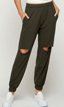 Load image into Gallery viewer, SOFIA Zip up hoodie and jogger pant set in dark olive