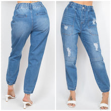 Load image into Gallery viewer, MICHELLE high rise denim joggers