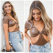 Load image into Gallery viewer, ALYSSA faux leather cut out bodysuit