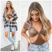 Load image into Gallery viewer, ALYSSA faux leather cut out bodysuit