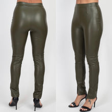 Load image into Gallery viewer, BELINDA high rise split hem faux leather leggings
