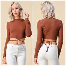 Load image into Gallery viewer, LILLIAN Mock strappy tie back long sleeve top