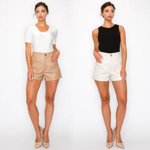NANCY high waisted faux leather shorts