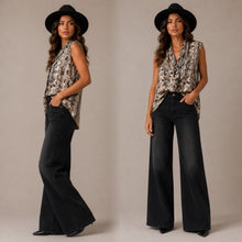 Load image into Gallery viewer, PRELOVED By Design Draped V-Neck Snake-Print Sleeveless Camisole in Beige &amp; Black