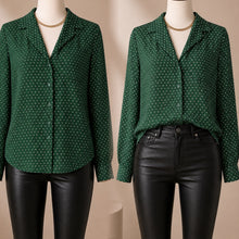 Load image into Gallery viewer, PRELOVED Who What Wear Forest Green Polka Dot Button-Down Shirt