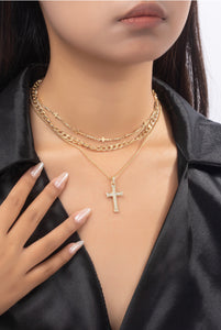 DEL CIELO cross layered necklace