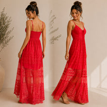 Load image into Gallery viewer, ILLA ILLA Red Lace Maxi Dress with Spaghetti Straps (BOUTIQUE ITEM)