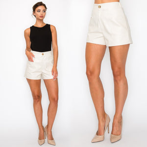 NANCY high waisted faux leather shorts