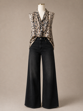 Load image into Gallery viewer, PRELOVED By Design Draped V-Neck Snake-Print Sleeveless Camisole in Beige &amp; Black