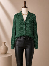 Load image into Gallery viewer, PRELOVED Who What Wear Forest Green Polka Dot Button-Down Shirt