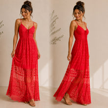 Load image into Gallery viewer, ILLA ILLA Red Lace Maxi Dress with Spaghetti Straps (BOUTIQUE ITEM)