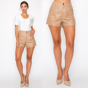 NANCY high waisted faux leather shorts