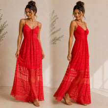 Load image into Gallery viewer, ILLA ILLA Red Lace Maxi Dress with Spaghetti Straps (BOUTIQUE ITEM)