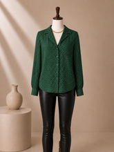 Load image into Gallery viewer, PRELOVED Who What Wear Forest Green Polka Dot Button-Down Shirt