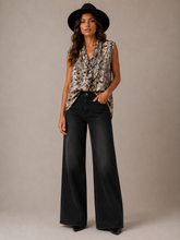 Load image into Gallery viewer, PRELOVED By Design Draped V-Neck Snake-Print Sleeveless Camisole in Beige &amp; Black