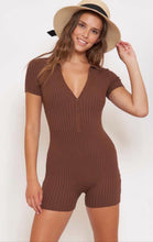 Load image into Gallery viewer, TINA ribbed romper in brown