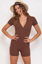 Load image into Gallery viewer, TINA ribbed romper in brown