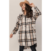 Load image into Gallery viewer, JANELLE plaid longline shacket