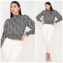 Load image into Gallery viewer, Geometric mock neck top