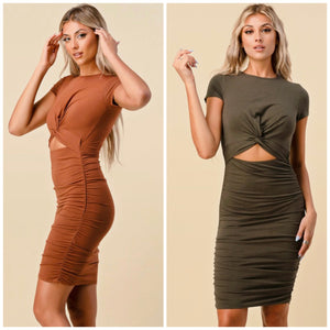 TYRA Ruched cut out dress