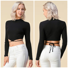 Load image into Gallery viewer, LILLIAN mock neck strappy tie back long sleeve top