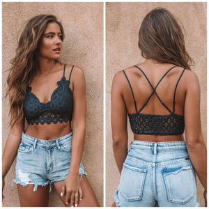 Lace and crochet double strap bralettes