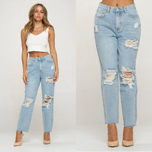Load image into Gallery viewer, KAYLA distressed mom jeans