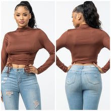 Load image into Gallery viewer, KIANA rib front ruched top in cocoa