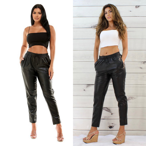 VIVIANA faux leather jogger pant