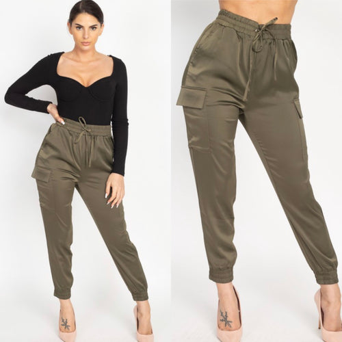 TERESA satin polyester joggers