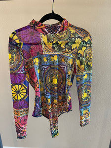 GALILEA mosaic print mesh bodysuit