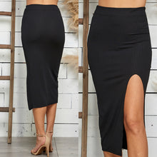 Load image into Gallery viewer, ZULEMA ribbed front slit skirt