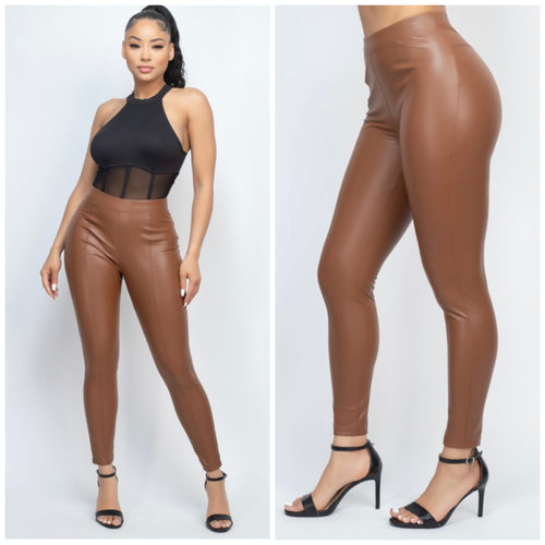 KATRINA High waisted faux leather skinny pants