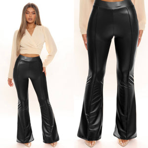 GABBY bell bottom faux leather pants