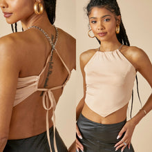 Load image into Gallery viewer, MIA scarf style chain halter top in beige