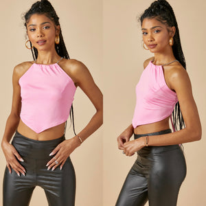 MIA scarf style chain halter top in pink