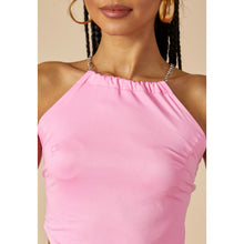 Load image into Gallery viewer, MIA scarf style chain halter top in pink