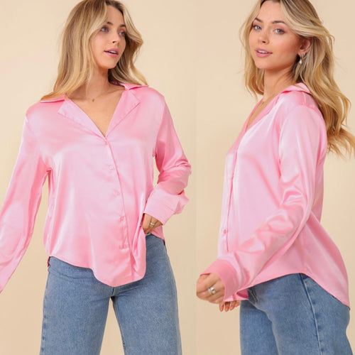 ROSITA button down satin top