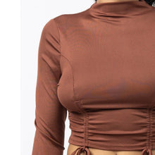 Load image into Gallery viewer, KIANA rib front ruched top in cocoa
