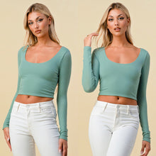 Load image into Gallery viewer, ZYLA double layered scoop crop top sea green